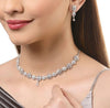 ZENEME Rhodium Plated Silver Toned White American Diamond Studded Necklace With Earring Jewellery Set For Women/Girls