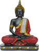 Polyresin Sitting Buddha Idol Statue Showpiece for Home Decor Decoration Gift Gifting Items-Black matte finish(In Combination with Golden and Red)