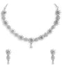 ZENEME Rhodium Plated Silver Toned White American Diamond Studded Necklace With Earring Jewellery Set For Women/Girls