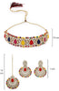 Sukkhi Incredible Drop Shaped White Kundan & Beads Studded Choker Necklace Set For Women
