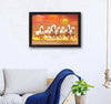 Seven Lucky Running Vastu Horses Art Framed Painting (Sunset Oranage, 12 Inch x 18 Inch) multicolor