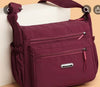 Durable Nylon Fabric women Crossbody bag with Multi pockets in wine Colour