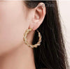 Shining Diva Fashion Stylish Crystal Gold Plated Hoop Earrings for Women (Golden)