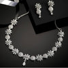 ZENEME Rhodium Plated Silver Toned White American Diamond Studded Necklace With Earring Jewellery Set For Women/Girls