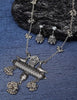 Latest Oxidised German Silver Afghani Long Chain Pendant Earrings Necklace Jewellery Set for Women/Girls (Silver)