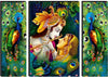 SAF Set of 3 Religious Radhe Krishna with Couple Peacock UV Textured Home Decorative Gift Item Self Adeshive Painting (without Frame)18 Inch X 12 Inch SANFJM01, Multicolour