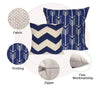 Geometric Throw Pillow Covers Navy Blue Home Deco Outdoor for Sofa Couch Cotton Linen 18 X 18 Inch , Set of 4