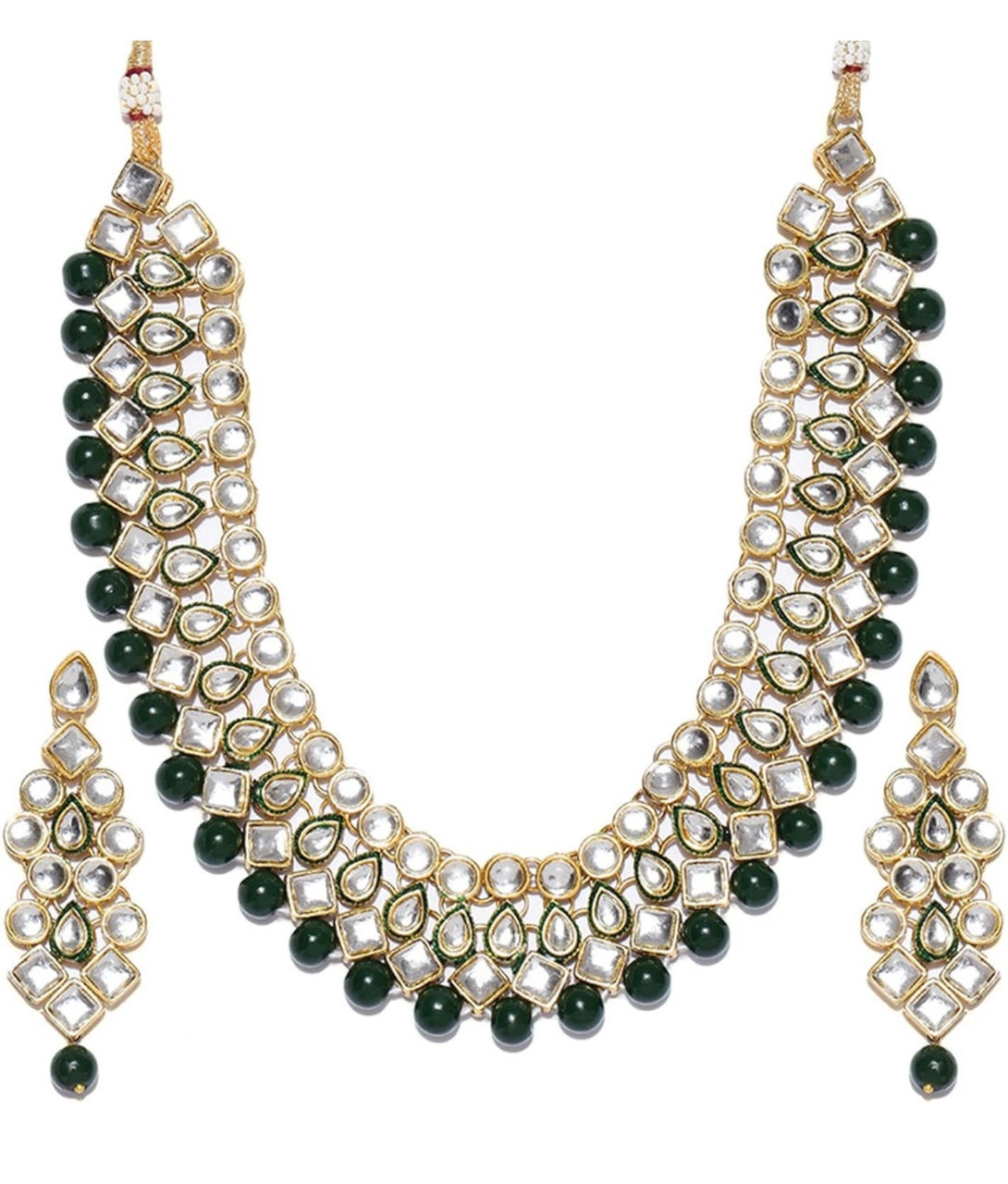 Shining Diva Fashion Gold Plated Jewellery Set for Women (Green)