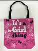 Girlish Pink Cotton Printed Hand Bag With Handles