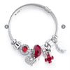RAVIMOUR Love Bracelet Crystal Bead Heart DIY Charms Bracelet & Bangles Fashion Indian Jewellery Steel Chain wrist Band Gift