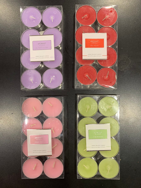 Eight piece scented candle set in six colours