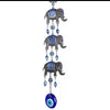 Hanging Lucky Charm with three elephants (silver and blue)