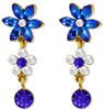Royal Blue Leaf Stone with Austrian Diamond Floral Necklace Set for Women