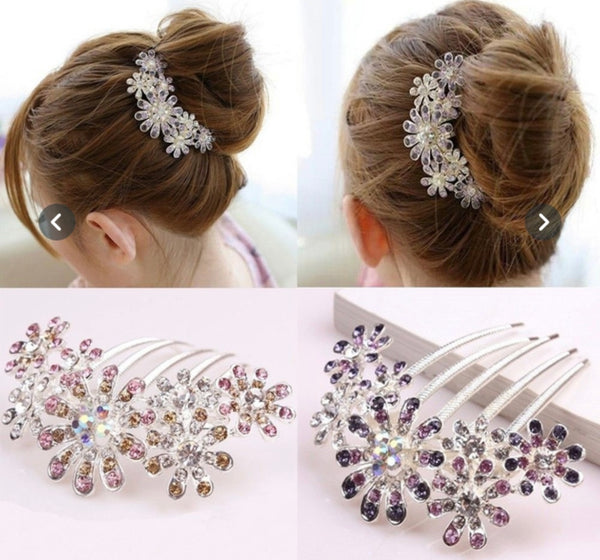 Hair Accessories Metal Plated Crystal Flowers Headband Hair Comb