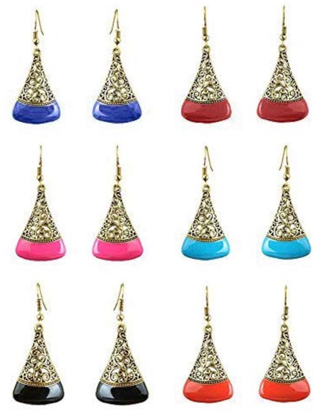 YouBella Multicolour Gold-Plated combo of 6 Dangler Earrings for women
