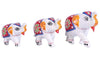 Handmade Elephant Showpiece Figurine Set of 3 for Living Room Home Décor and Gift Purpose (White and Red)