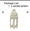 Iron and Glass Candle Lantern Storm Lantern Classical Moroccan Style Black/White