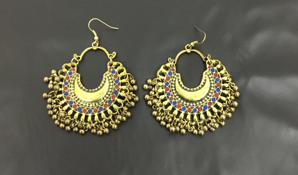 German silver hook Earring with golden beads