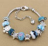 Blue Crystal Ocean Shell Glass Beads Chain Bracelet