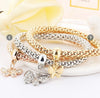 Classic 3ps Fashion Elastic Rhinestones cute Butterfly Pendant Bracelet Transylvania 18k Gold Plated Silver Rose Gold Metal Chain Bracelet
