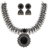 Oxidised German Silver Necklace with Jumki for Women and Girls(Black)
