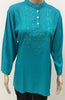 Polyester and cotton short top with embroidered neck