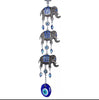 Hanging Lucky Charm with three elephants (silver and blue)