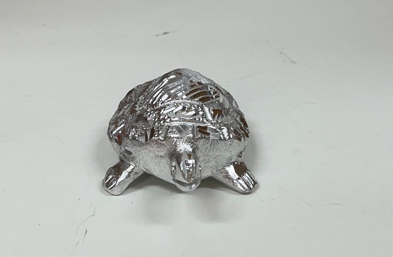 Aluminum Metal Silver/Silver Gold Plated Tortoise for Good Luck | A Perfect Decorative Showcase for Home Vastu showpiece Turtle | Gifting Item.