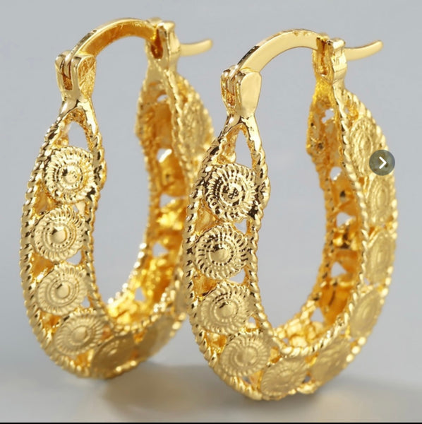 Earrings for women hoops Ethiopian real 18k gold solid fine gold GF filled