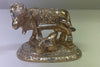 Metal Cow and Calf Idol Kamdhenu Showpiece, In Three Colours 9.5x8cm Tall,