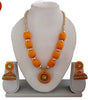 Three colours silk thread fashion jewellery set with necklace and jhumkies for women