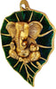 Metal Ganesha Bhagwaan on Paan Leaf Home Decor Wall Hanging Showpiece with Left Side Trunk Near Modak In Two Colours(Red & Green)