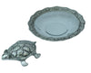 Oxidized Metal Tortoise on Glass Plate for Good Luck Feng Shui Gift Item for Vastu Home Decor (6X6X1 Inch, Silver)