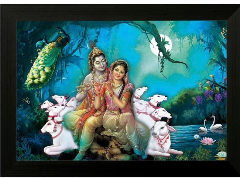 SAF Radha Krishna 6380 UV Textured Framed Painting (35 x 50 x 2 cms) SANFM6380