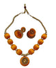 Three colours silk thread fashion jewellery set with necklace and jhumkies for women