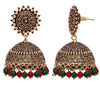 Maroon and Green Gold Plated Sun Shaped Oxidised Earrings for Women