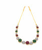 American Diamond Gold Plated Red Green Combo of Necklace Set with Earring and Bracelet for Girls and women