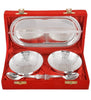 Silver Plated Brass Bowls Set of 2 with 1 Spoon and 1 Tray