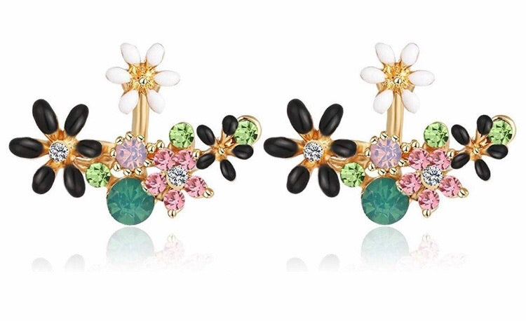 Gold Plated Crystal Stud Earrings for Women(Multicolour)