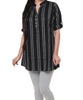 Comfortable rayon Tunic black top with silver stripe