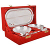 Silver Plated Brass Bowls Set of 2 with 1 Spoon and 1 Tray