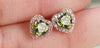 Love heart olive green by peridot diamond stud earrings for women