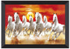 SAF 7 Running Horses Vastu UV Coated Home Decorative Gift Item Framed Painting 14 inch X 20 inch