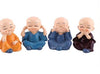 TIED RIBBONS Set of 4 Buddha Monks Statues Figurines Showpiece for Wall Shelf Table Desktop Living Room Decoration Home Office Decor (Multicolor)