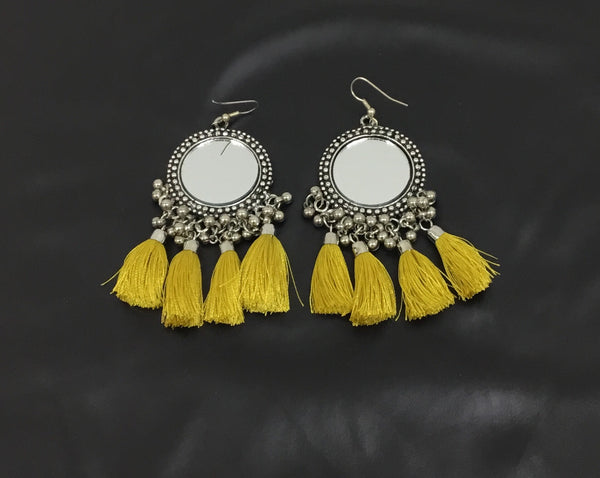 Fashion hanging hook mirrors and thread tassels dangle earrings for girls/women