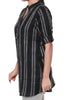 Comfortable rayon Tunic black top with silver stripe