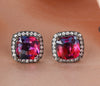 Rainbow Purple Blue Tourmaline Stud Earrings For Women