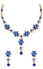 Royal Blue Leaf Stone with Austrian Diamond Floral Necklace Set for Women