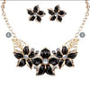 Fashion Rhinestone Flower Pendant Necklace Earrings Set In Three Colours