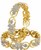 American Diamond Floral Shape Gold Plated Bangles for Women (2.60)
